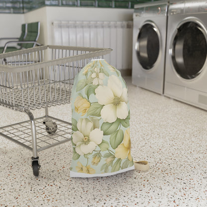 Vintage Yellow Floral Laundry Bag | Canvas Drawstring Wash Bag