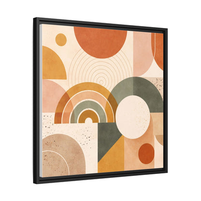 Abstract Terracotta Geometric Rainbow Matte Canvas Framed