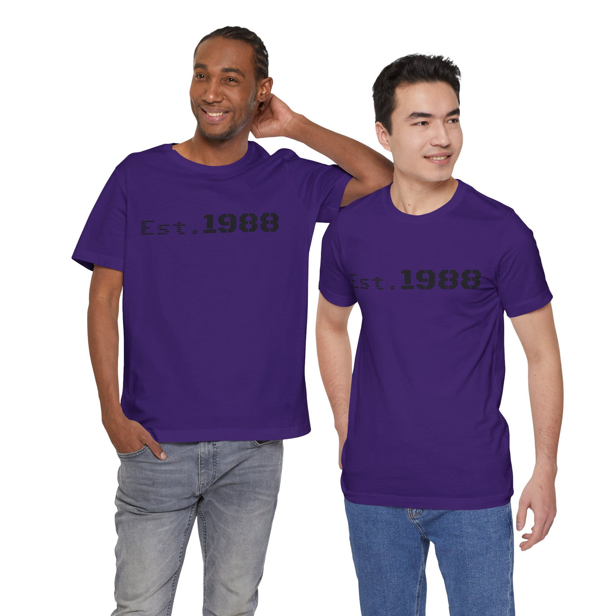 Printify retro logo T-shirt with "Est. 1988" design, casual cotton tee featuring vintage-inspired graphics and comfortable fit.