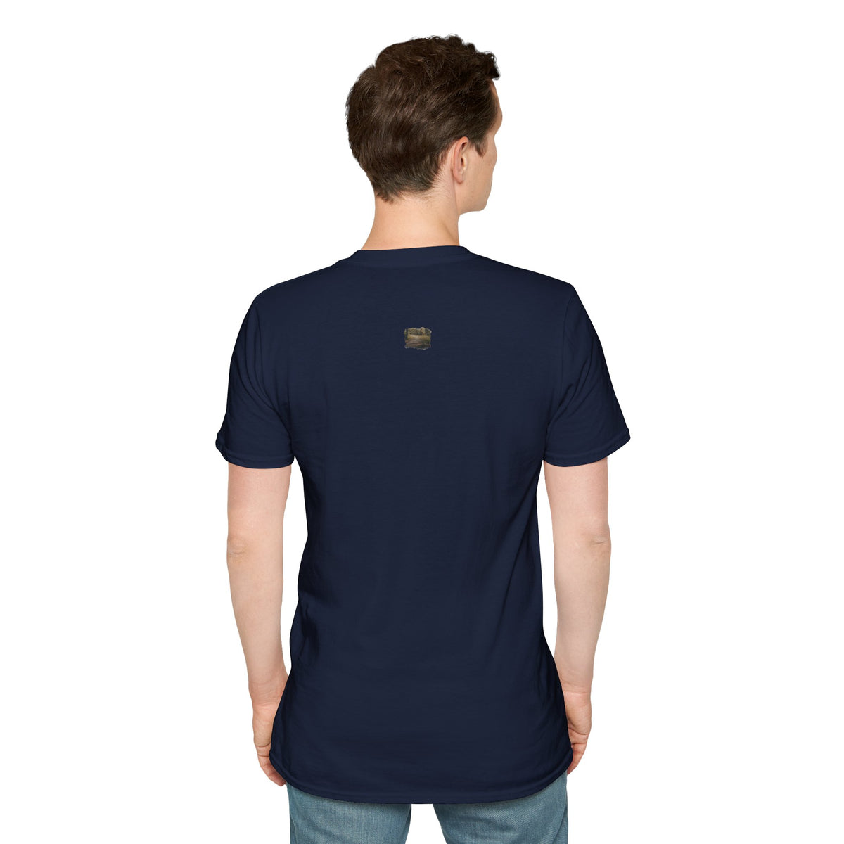 Vintage forest landscape T-shirt from Printify featuring a nature pathway design on a casual cotton tee.