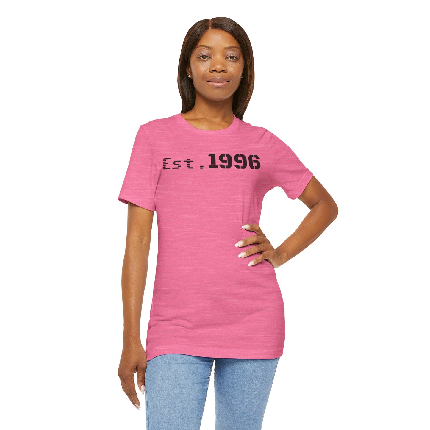Unisex Jersey Tee - 'Est. 1996' Graphic Shirt, Birthday Gift, Casual Wear, Vintage Style, Retro Fashion, Gift for Him/Her - TRV