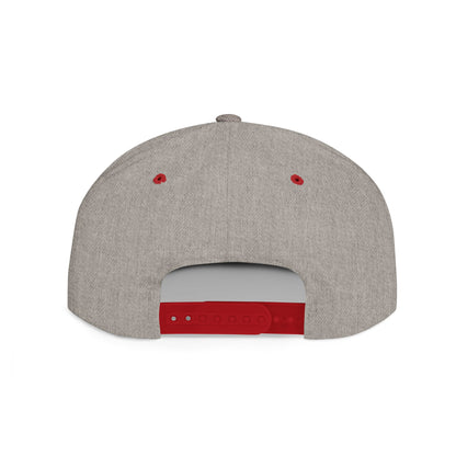 Minimalist hand gesture flat bill snapback hat by Printify, featuring a sleek design and adjustable strap in a casual style.
