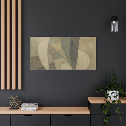 Abstract neutral geometric shapes matte canvas print by Printify featuring modern, minimalist design with neutral tones.
