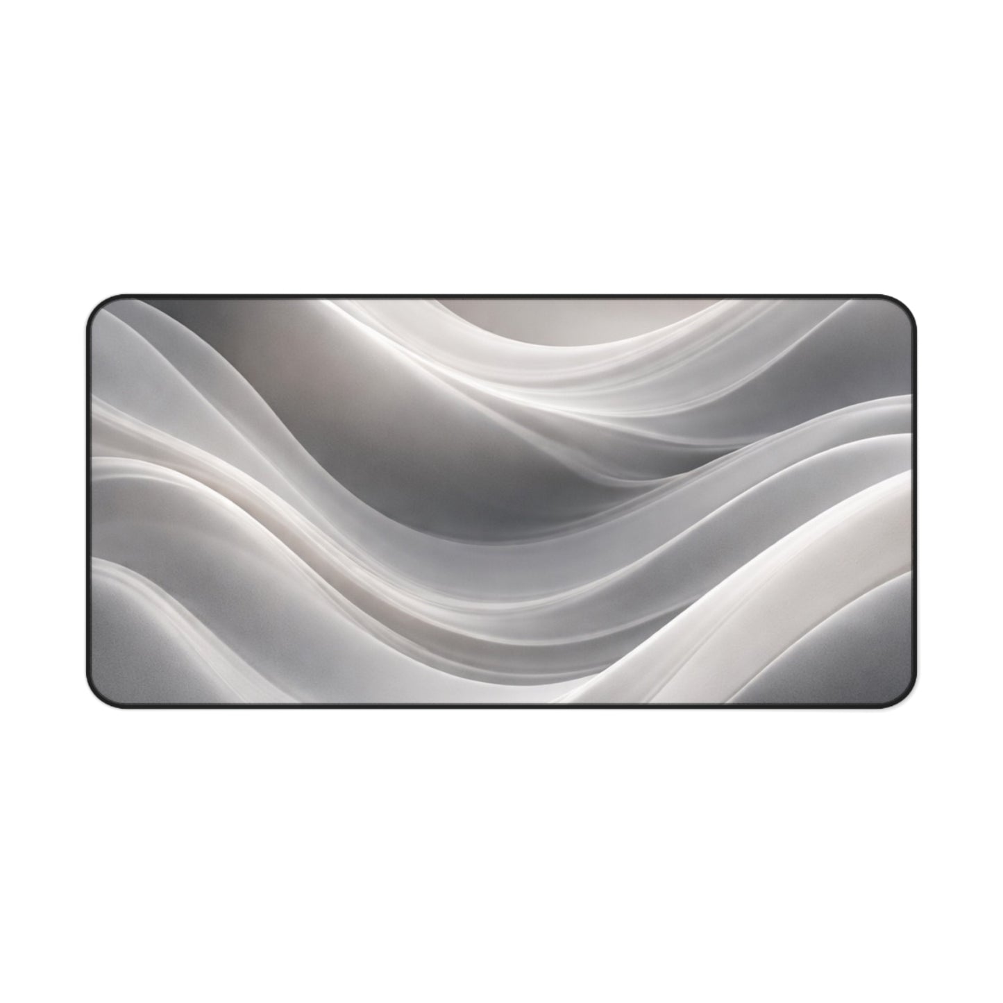 Neutral Abstract Waves Desk Mat | Gray Marble Swirl Surface