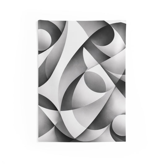 Abstract monochrome wall tapestry featuring modern geometric design, ideal for contemporary wall decor.