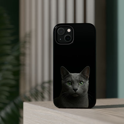 Russian Blue Cat Phone Case — Magnetic Impact-Resistant iPhone Cover