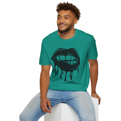 Edgy Graphic Unisex T-Shirt - Dripping Mouth Design, Cool Tee, Trendy Shirt, Hipster Top, Streetwear, Alternative Fashion, Holiday Gift
