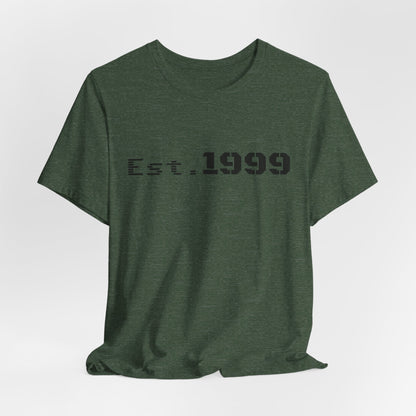 Vintage minimalist Est. 1999 T-shirt by Printify featuring clean design and classic style, perfect for casual wear.