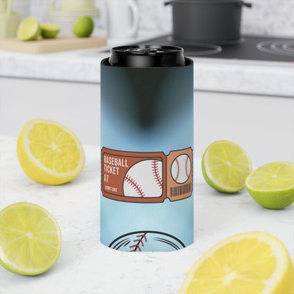 Baseball Ticket Can Cooler, Fun Drink Sleeve for Tailgates, Sports Events, Unique Gift for Fans, Outdoor BBQ, Summer Parties