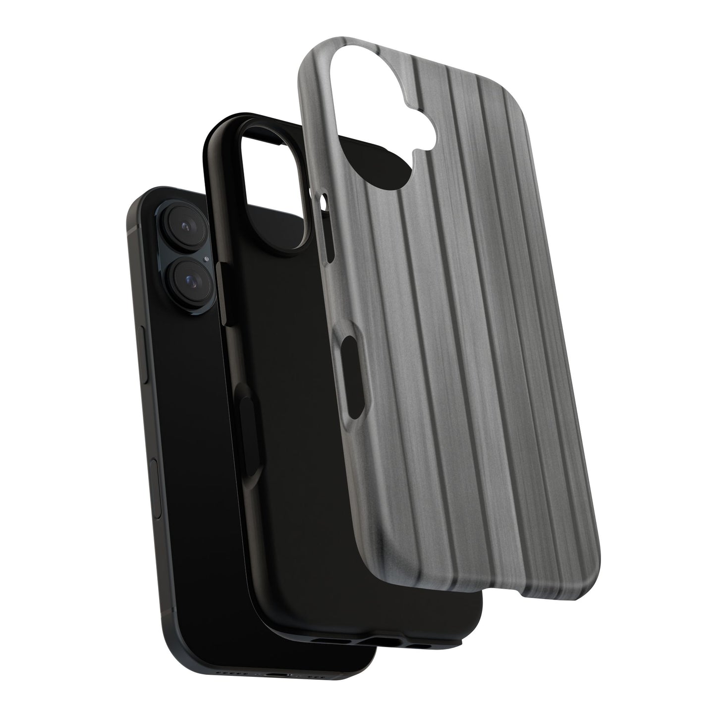 Ribbed metal texture iPhone case by Printify, tough protective phone cover with sleek design and durable metal finish.