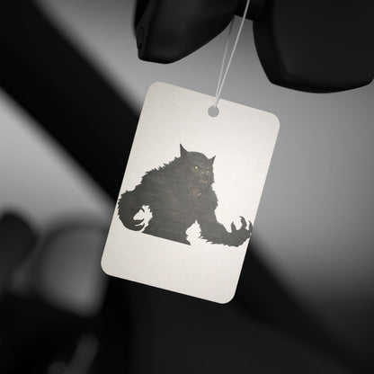 Werewolf-themed car air freshener accessory with spooky Halloween design, ideal as a festive gift for Halloween enthusiasts.