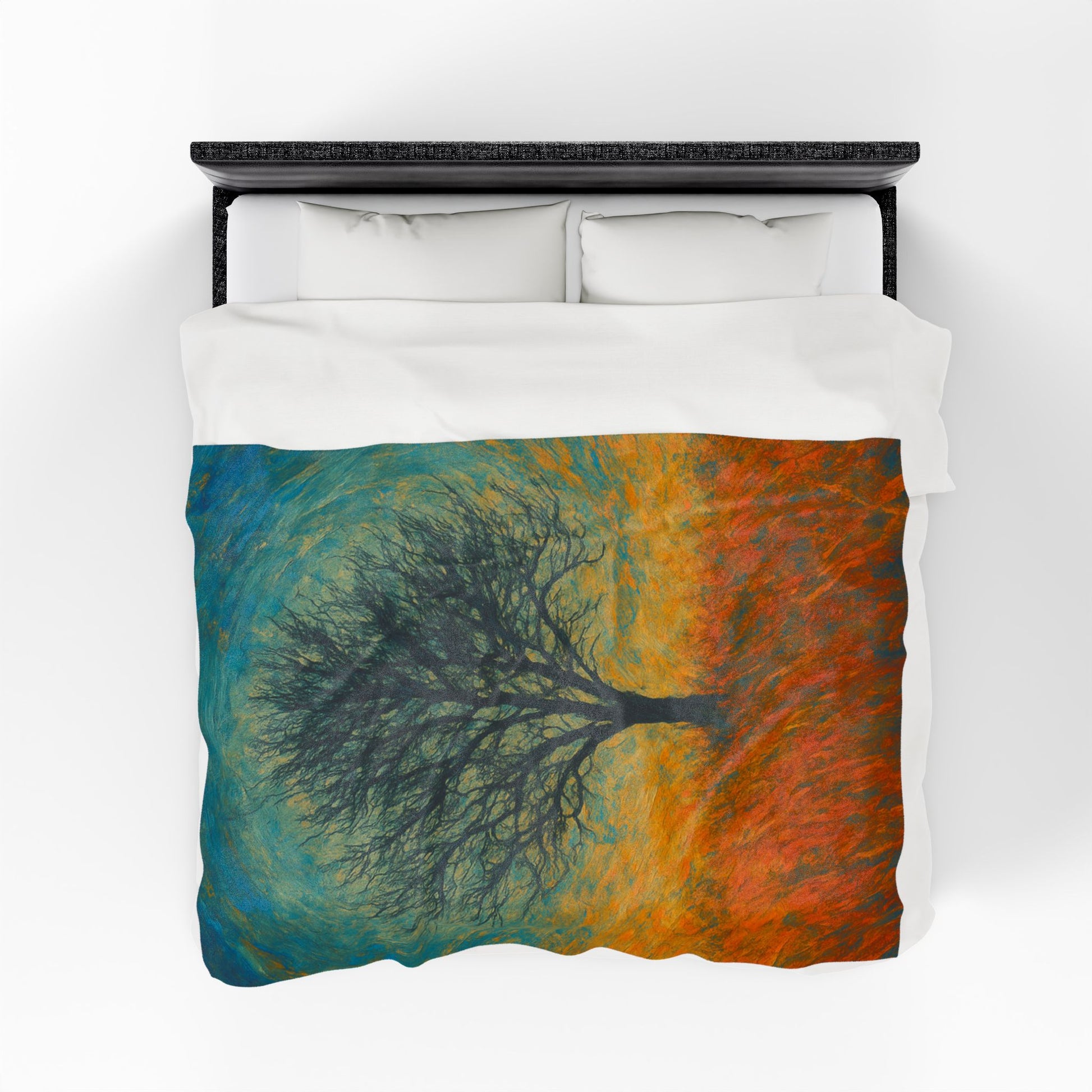 Cozy Velveteen Plush Blanket with Serene Tree Design | Comfortable Home Decor, Gift for Nature Lovers, Cozy Nights, Warmth&Style - TRV