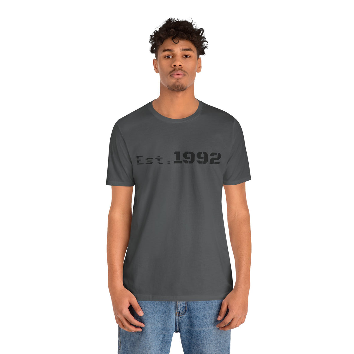 Retro vintage Est. 1992 T-shirt by Printify featuring classic design and casual fit, perfect for celebrating birth year style.
