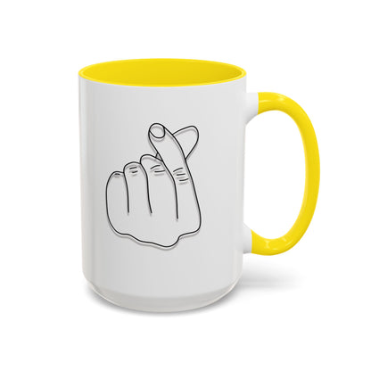K-Pop Accent Mug - Love Gesture Design (11oz, 15oz), Korean Pop Coffee Cup, K-Pop Lover Gift, Cute Drinkware, Unique Mug