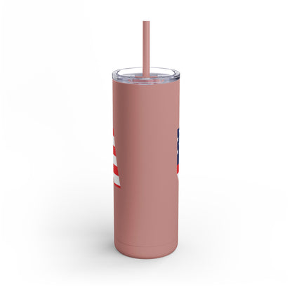 USA Flag Tumbler - 20oz Skinny Matte Drinkware, Travel Mug, Patriotic Gift, Fourth of July, Summer BBQ, Camping, Outdoor - TRV