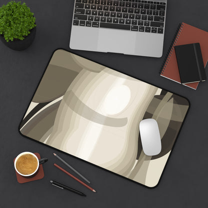 Abstract Neutral Waves Desk Mat | Modern Beige Brown Mousepad Surface