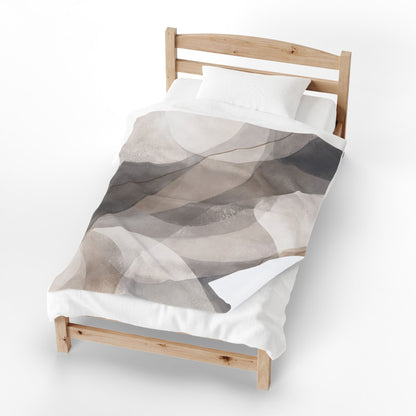 Neutral Abstract Watercolor Blanket | Modern Geometric Waves Throw