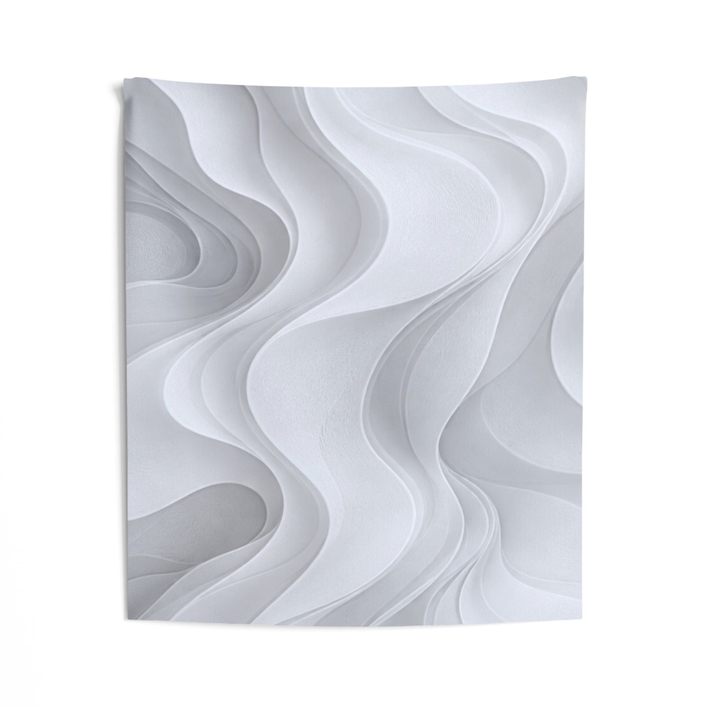 Abstract White Wave Tapestry — Modern Minimalist Wall Art