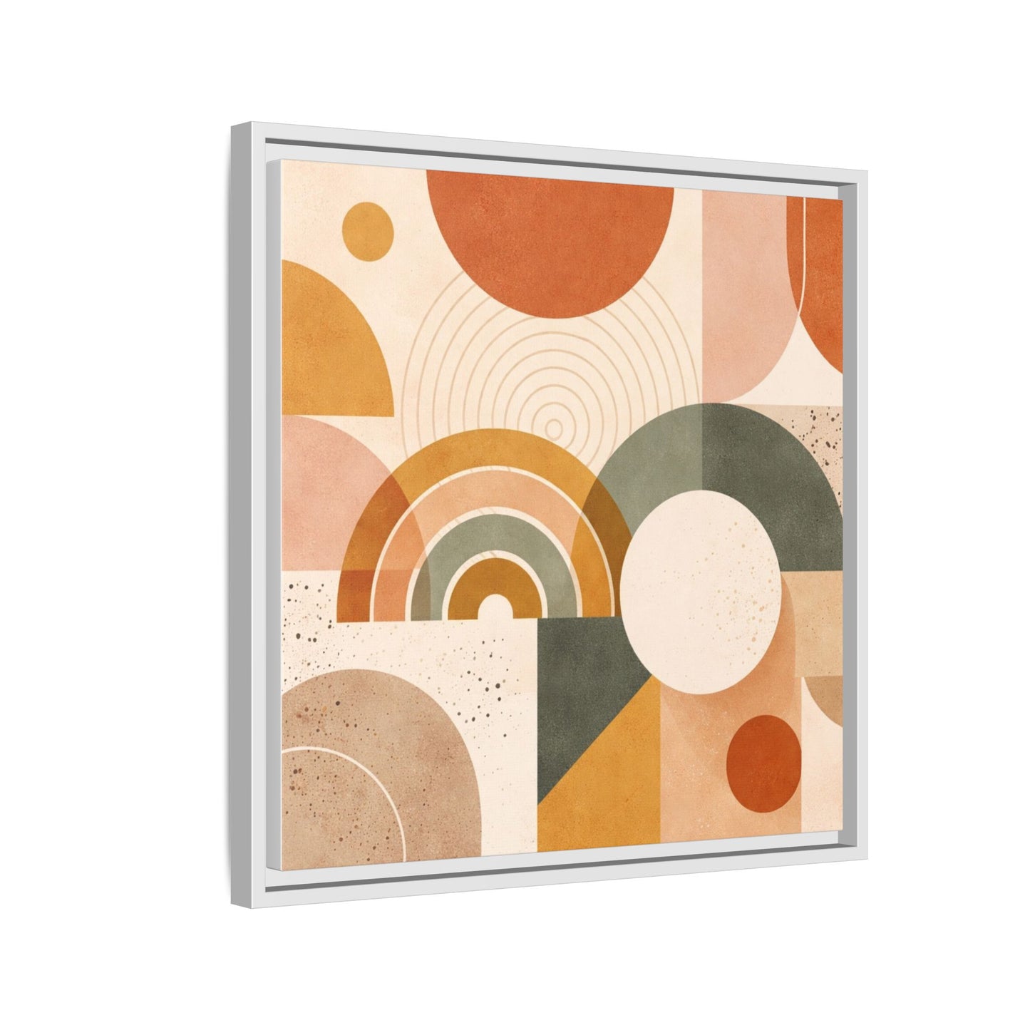 Abstract Terracotta Geometric Rainbow Matte Canvas Framed