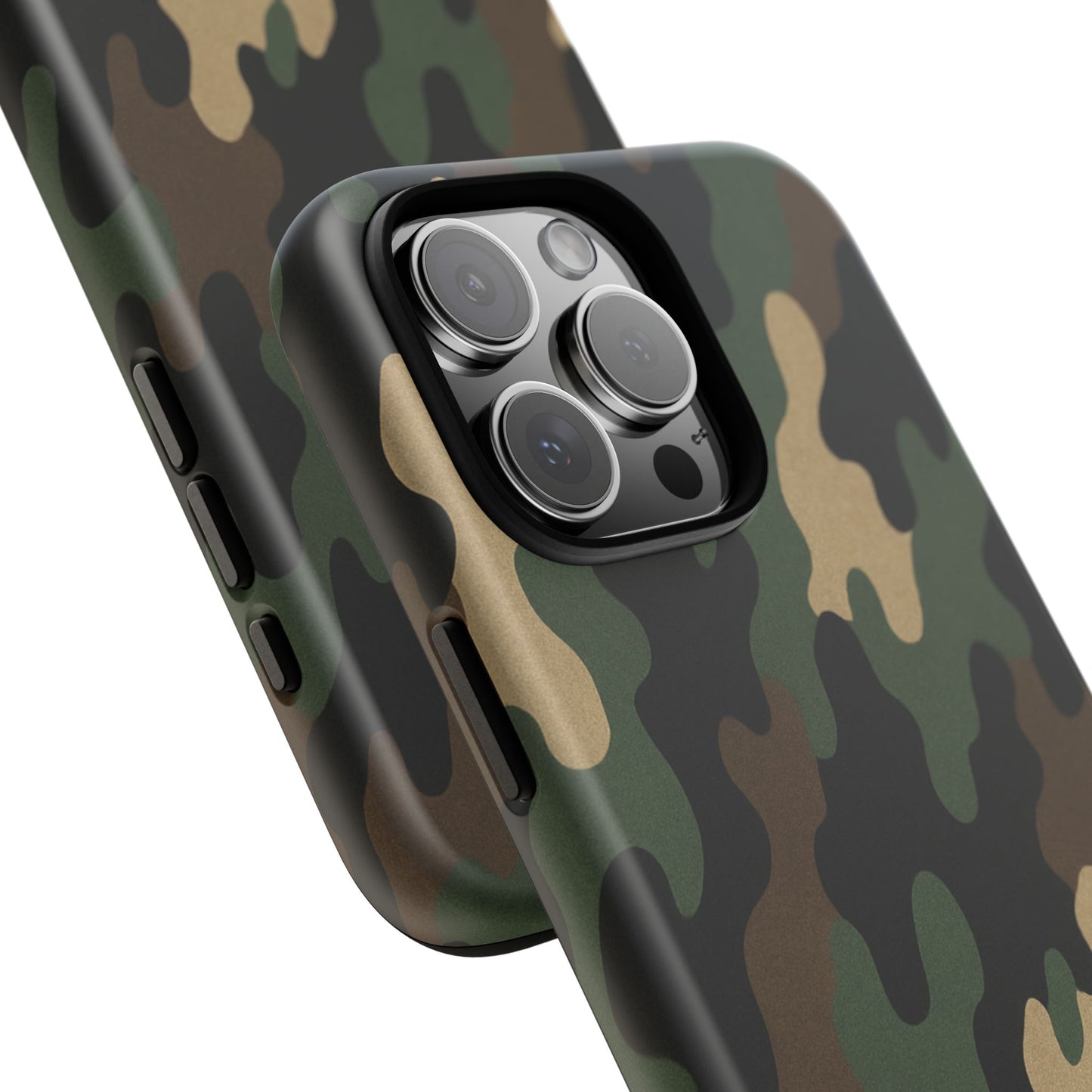 Camouflage tough phone case by Printify showing a rugged camo design on a protective smartphone cover