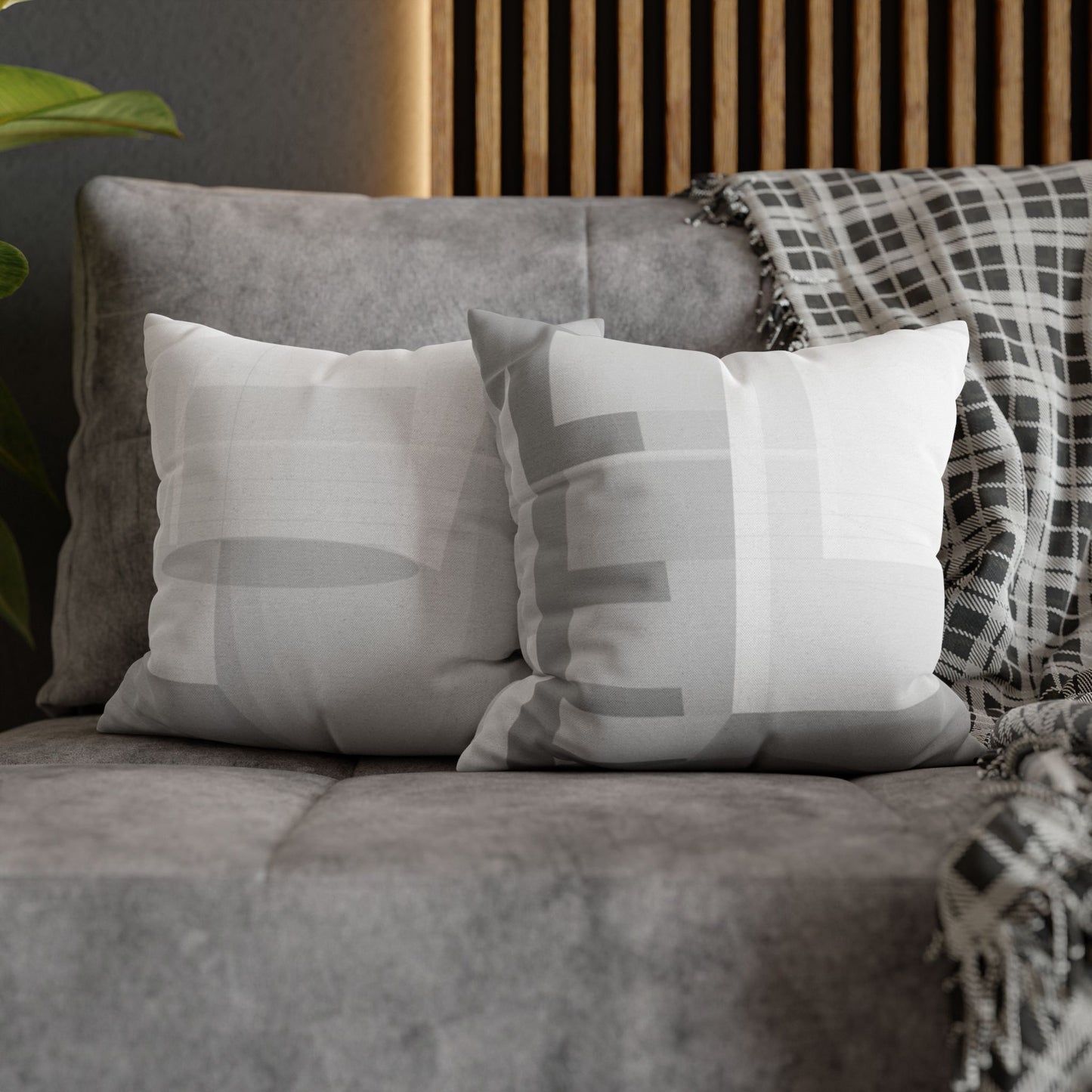 Abstract Geometric Grid Spun Polyester Pillowcase