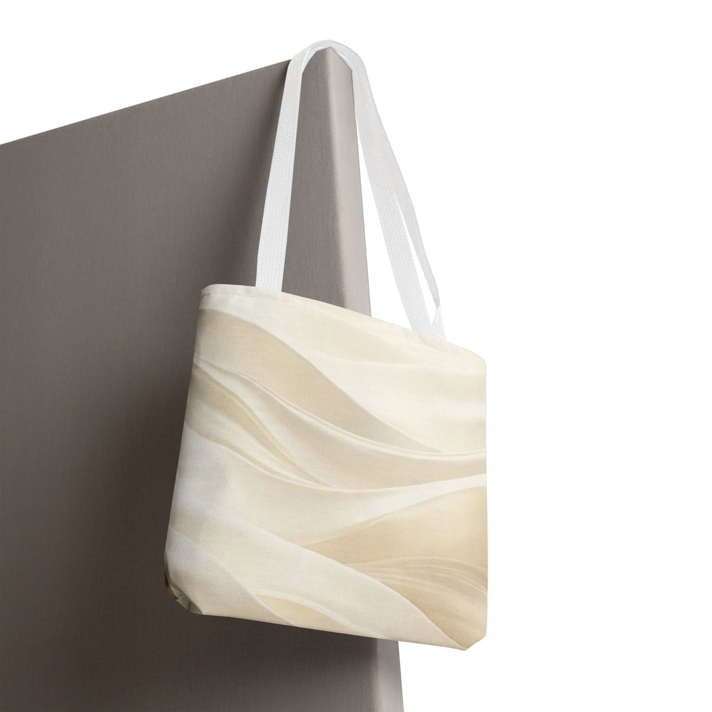 Cream Abstract Waves Tote Bag | Neutral Swirl Pattern