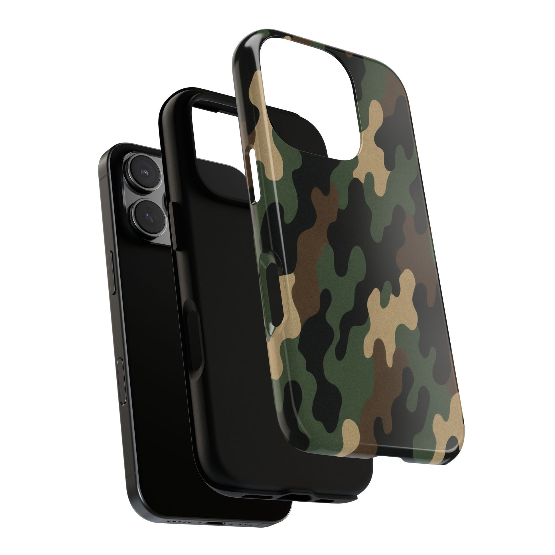 Camouflage tough phone case by Printify with rugged camo design, providing durable protection for smartphone devices.