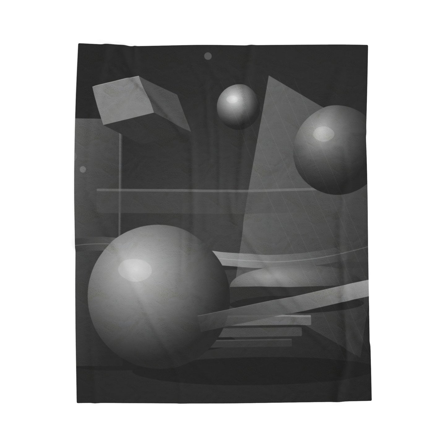 3D Geometric Spheres Velveteen Plush Blanket | Abstract Cube & Sphere Design