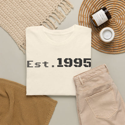 Unisex Heavy Cotton Tee - Est. 1995, Vintage Birthday Gift, Customizable Tee, Retro Unisex Shirt, Casual Everyday Wear