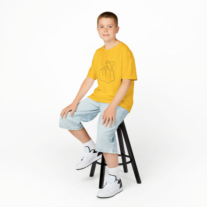 Cute Kids Heavy Cotton Tee - K-Pop Inspired Love Gesture