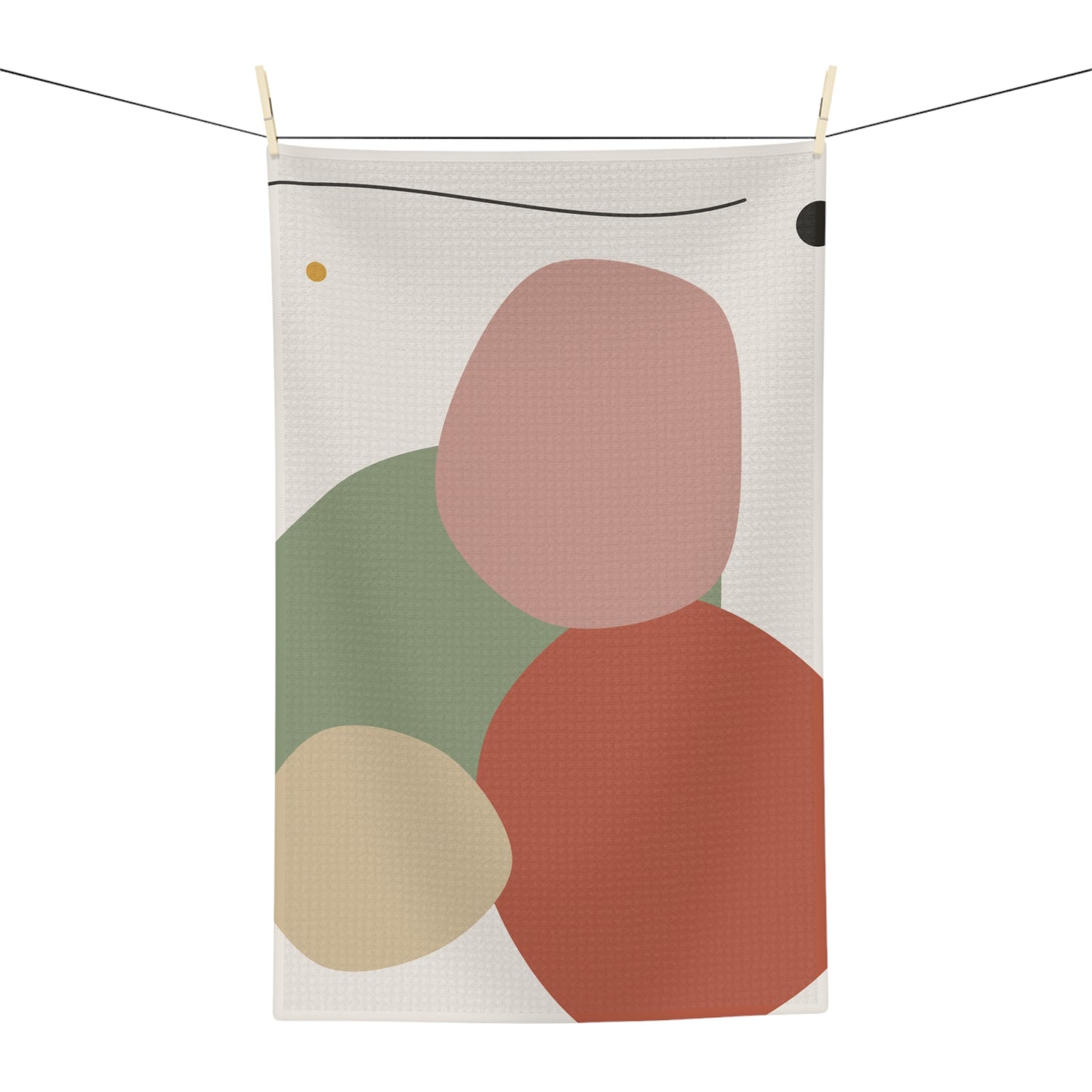 Abstract Organic Shapes Microfiber Tea Towel | Modern Neutral Kitchen