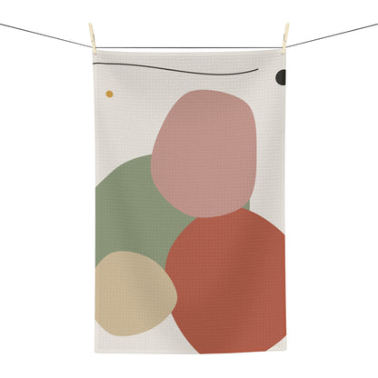 Abstract Organic Shapes Microfiber Tea Towel | Modern Neutral Kitchen