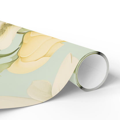 Floral Lemon Wrap — Citrus Blossom Wrapping Paper Roll