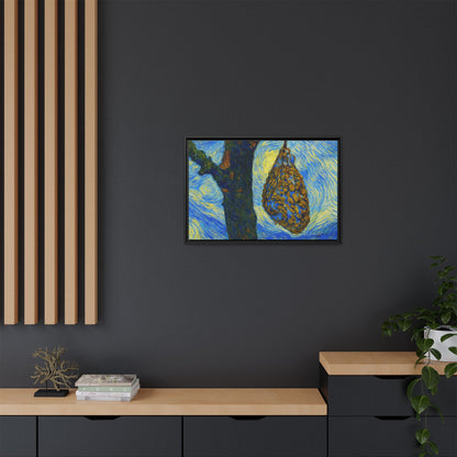 Framed matte canvas art featuring a starry nut cluster with dried plum colors, showcasing a detailed natural scene by Printify.