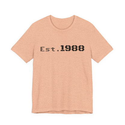 Printify retro logo t-shirt with "Est. 1988" print, featuring a classic design on a comfortable casual tee.