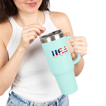 Insulated Travel Mug with USA Design - Perfect for Road Trips, Outdoor Adventures, and Gifts, 40oz Tumbler for Coffee, Tea, and More