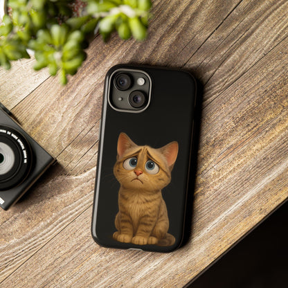 Cute sad kitty print phone case for iPhone, protective and stylish Cat Phone Case by Printify, featuring a charming feline design.