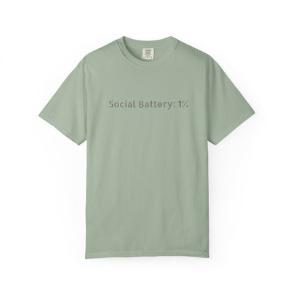 Social Battery 1% T-shirt | Introvert Funny Text Tee