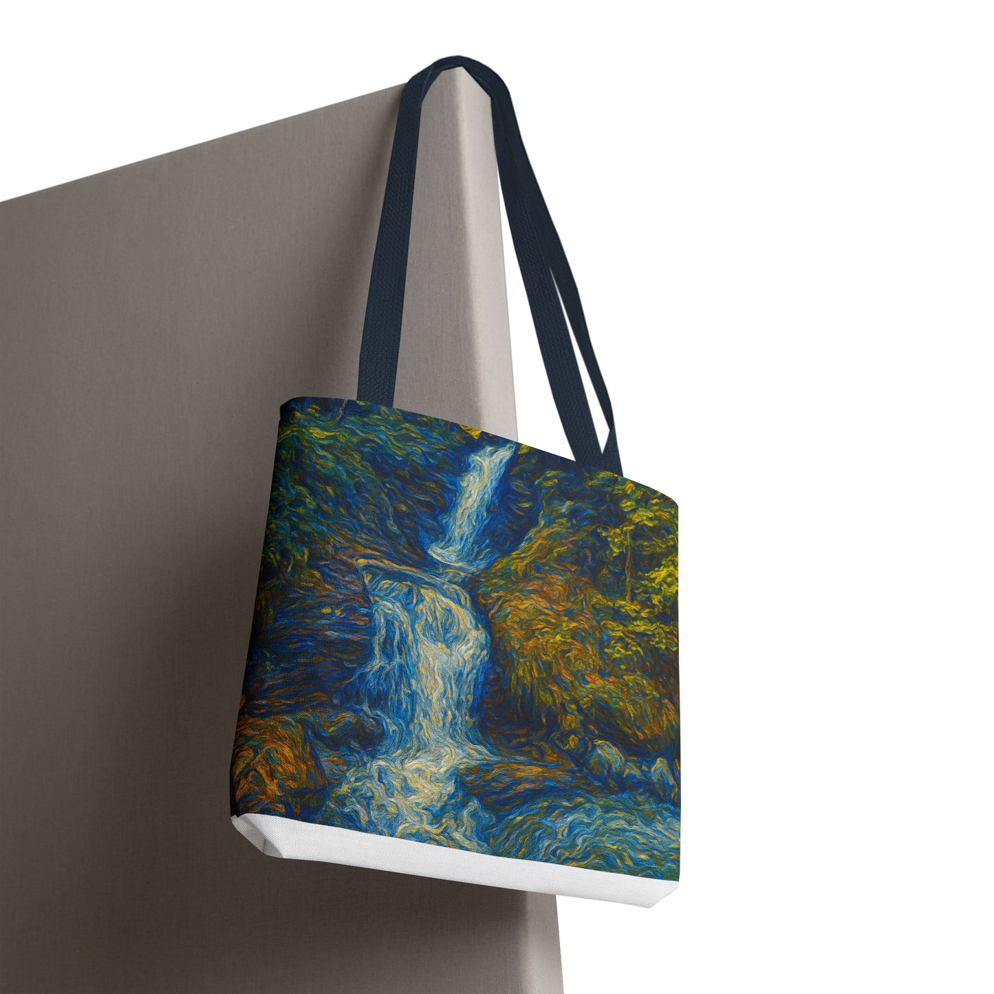 Nature-Inspired Tote Bag, Artistic Eco-Friendly Shopper, Waterfall Design, Reusable Market Bag, Gift for Nature Lovers - TRV