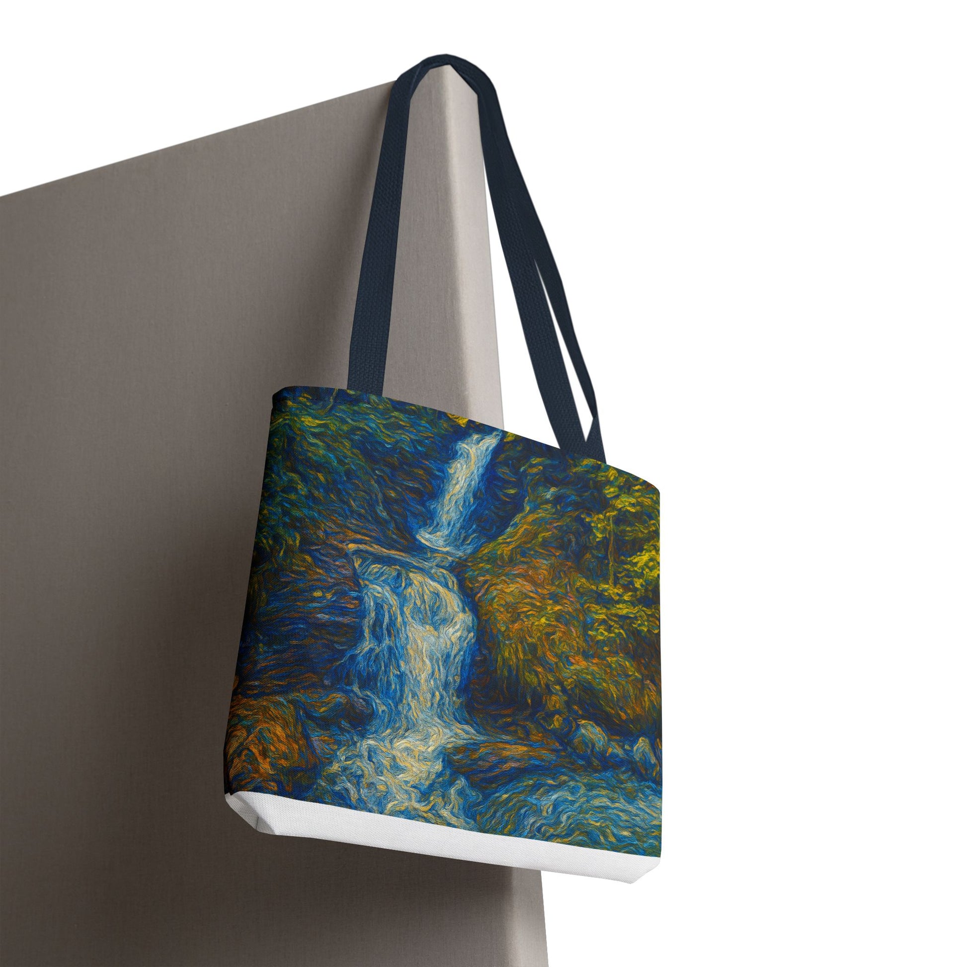 Nature-Inspired Tote Bag, Artistic Eco-Friendly Shopper, Waterfall Design, Reusable Market Bag, Gift for Nature Lovers - TRV