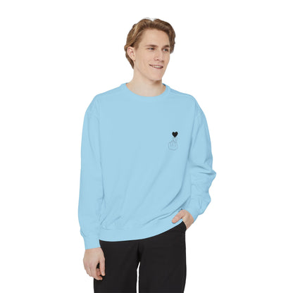 Unisex Garment-Dyed Sweatshirt with Heart Design - Cozy & Stylish