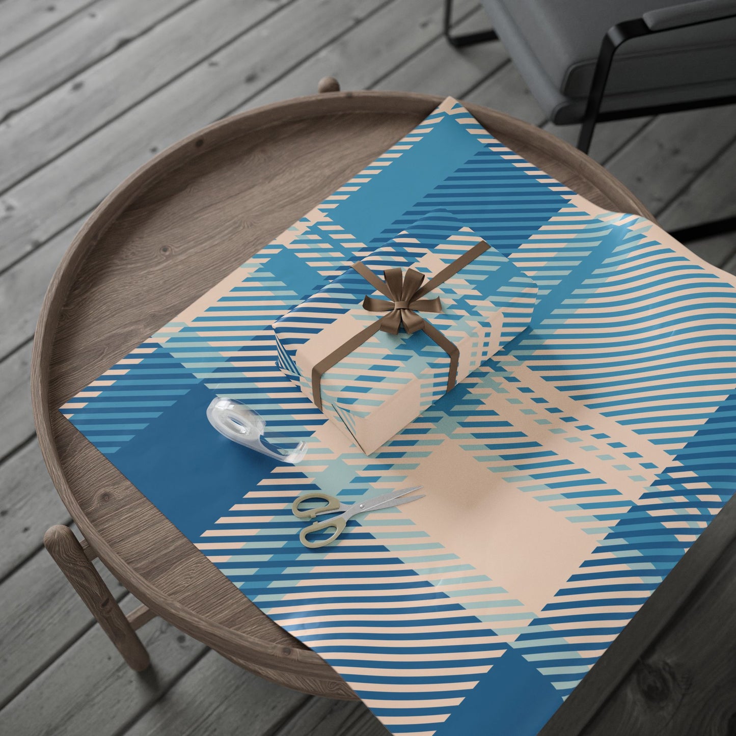 Blue Plaid Wrapping Paper Roll – Classic Plaid Gift Wrap for Birthdays & Holidays