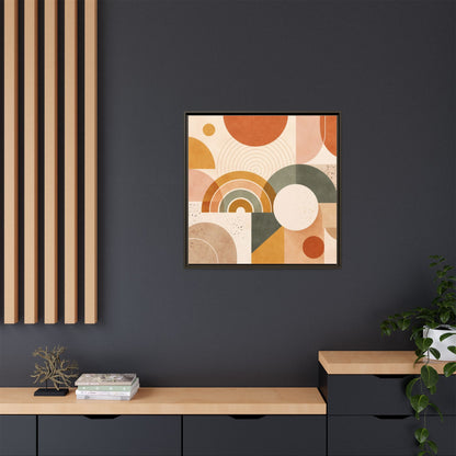 Abstract Terracotta Geometric Rainbow Matte Canvas Framed
