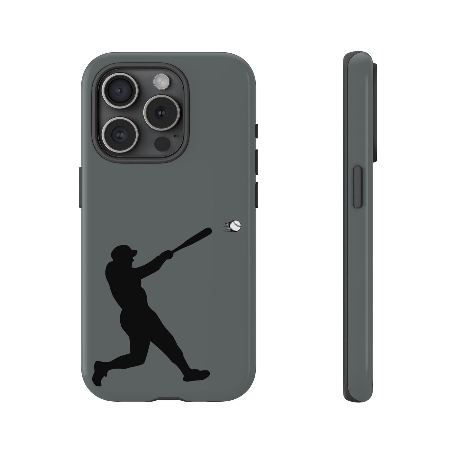 Printify baseball batter phone case, tough protective smartphone cover featuring a baseball player design.