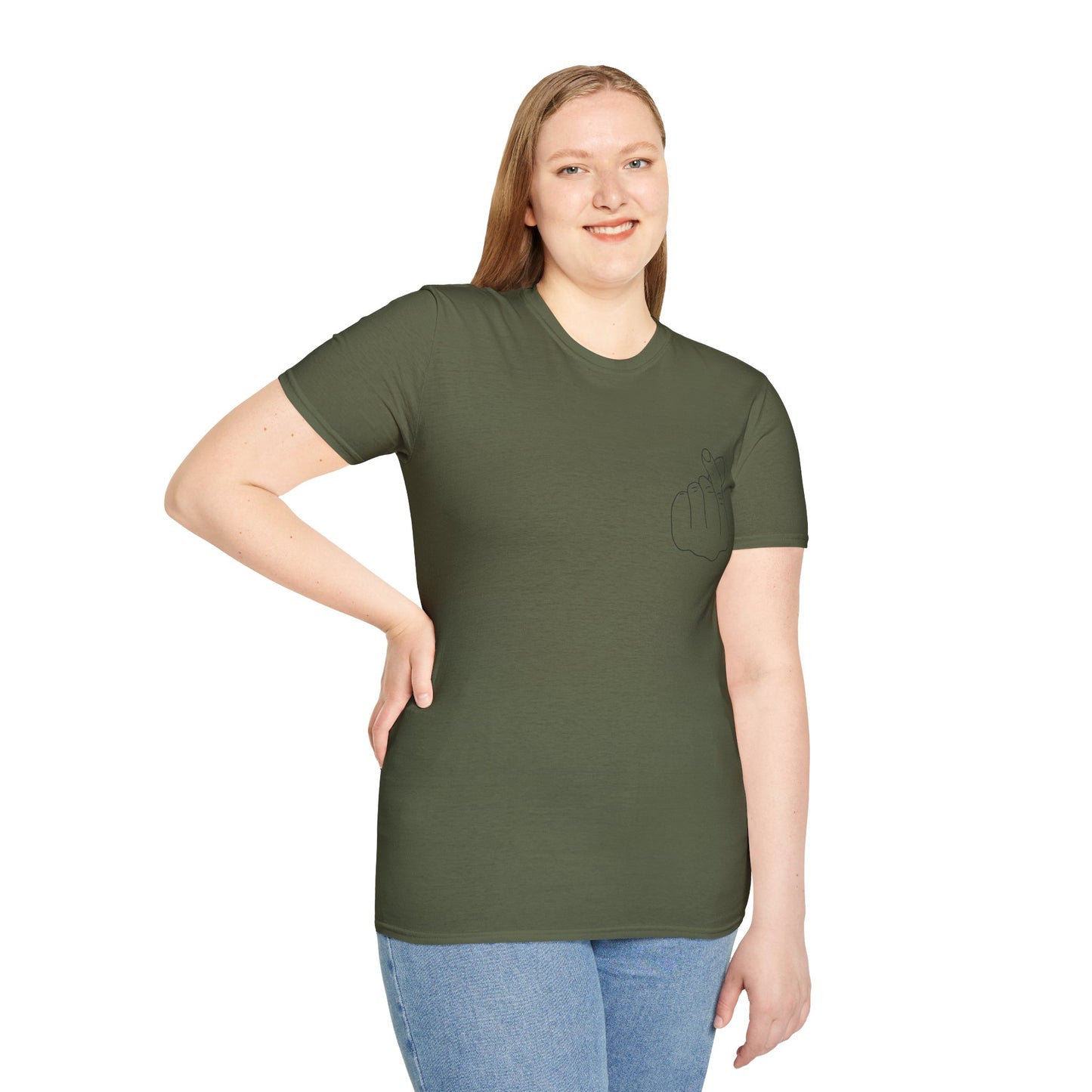 Trendy Unisex Softstyle T-Shirt with Love Hand Gesture Design