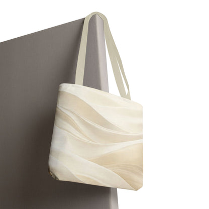 Cream Abstract Waves Tote Bag | Neutral Swirl Pattern
