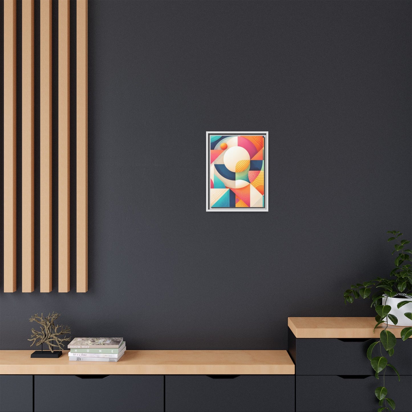 Colorful Geometric Abstract Art Matte Canvas Framed