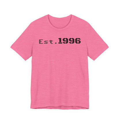 Unisex Jersey Tee - 'Est. 1996' Graphic Shirt, Birthday Gift, Casual Wear, Vintage Style, Retro Fashion, Gift for Him/Her - TRV