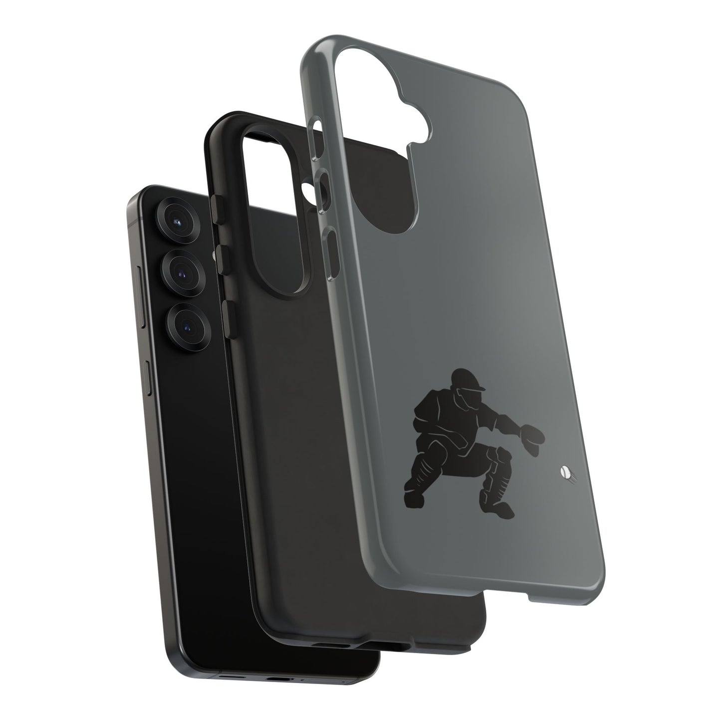 Printed baseball catcher phone case by Printify, tough protective cover with sports-themed design for mobile phones.
