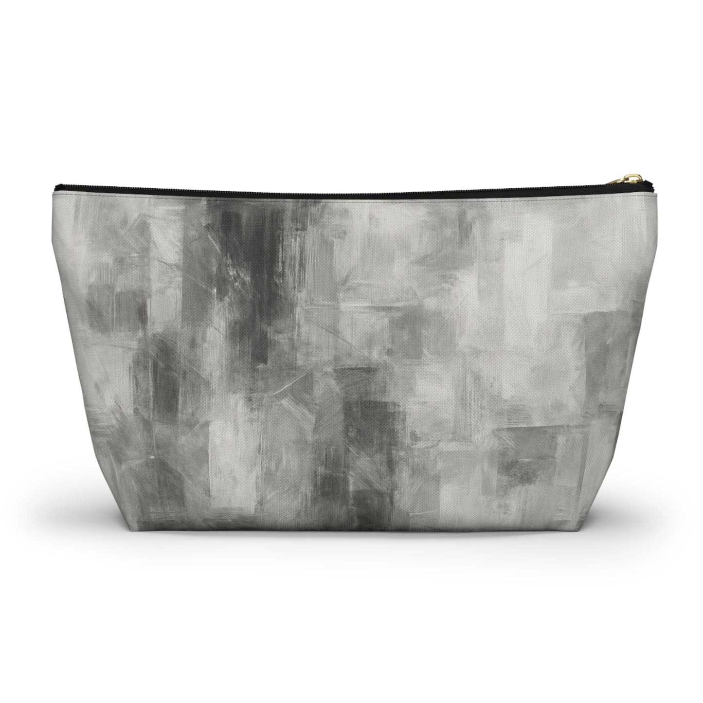 Gray abstract brushstroke accessory pouch from Printify, a stylish bag with artistic design and zip closure.